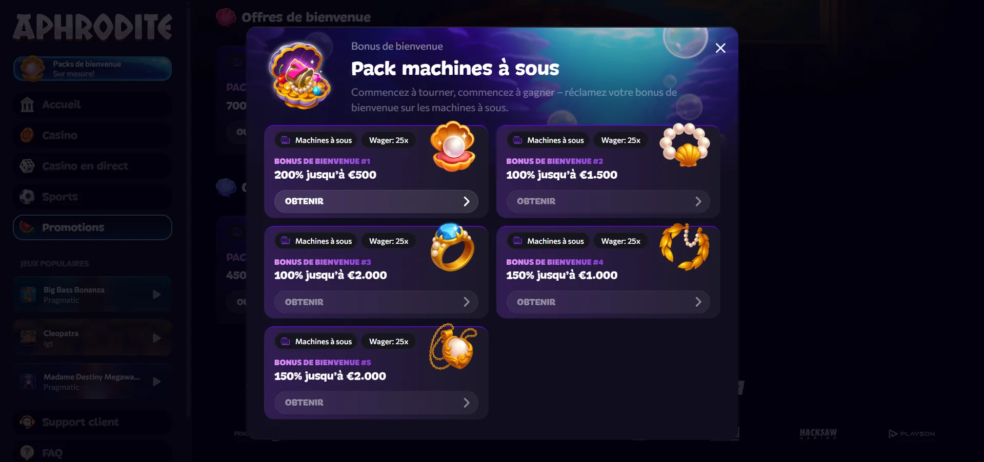 Aphrodite casino en ligne bonus sans dépôt