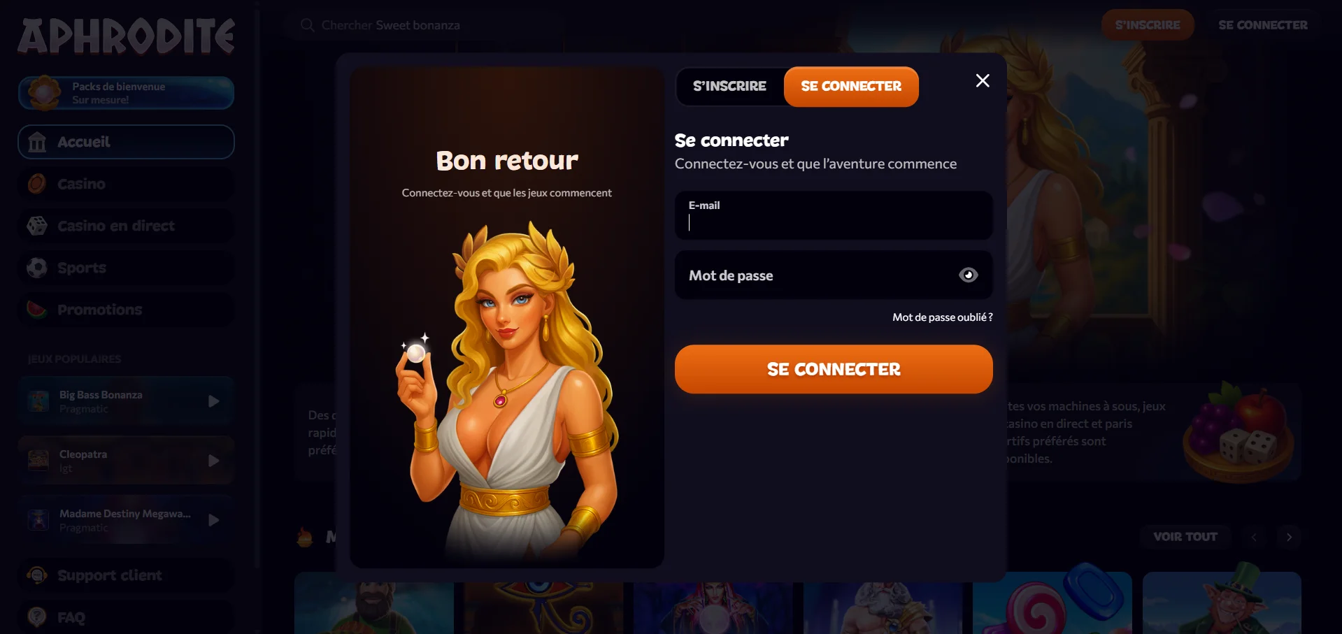 Aphrodite Casino : se connecter depuis un mobile